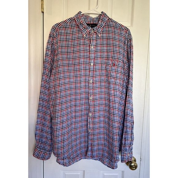 Polo Ralph Lauren Other - Men’s Polo Ralph Lauren Red White Blue 100% Linen Button‎ Down Shirt Size XL